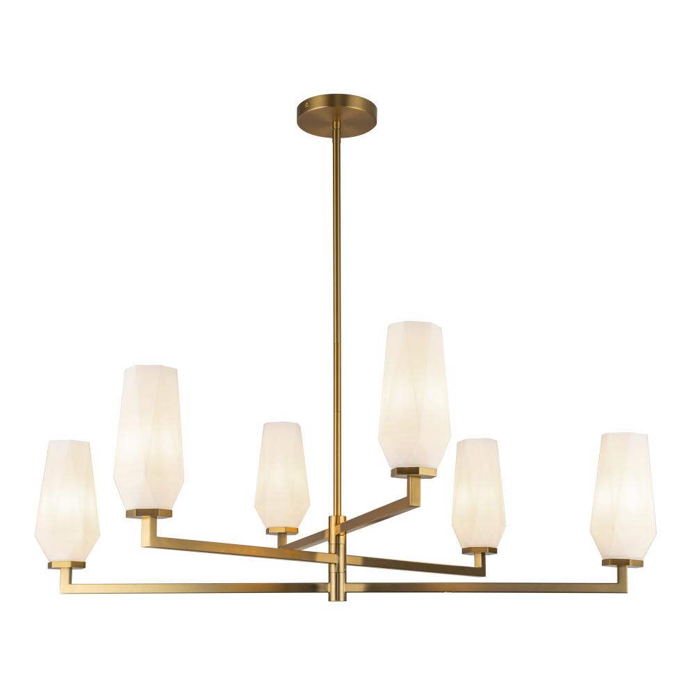 ALORA MOOD Lighting CH424135BGOP Chandelier, Brushed Gold/Opal Glass