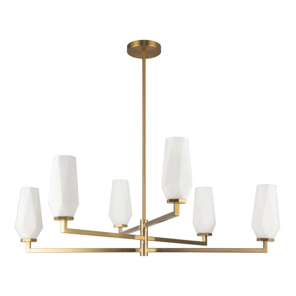 ALORA MOOD Lighting CH424135BGOP Chandelier, Brushed Gold/Opal Glass