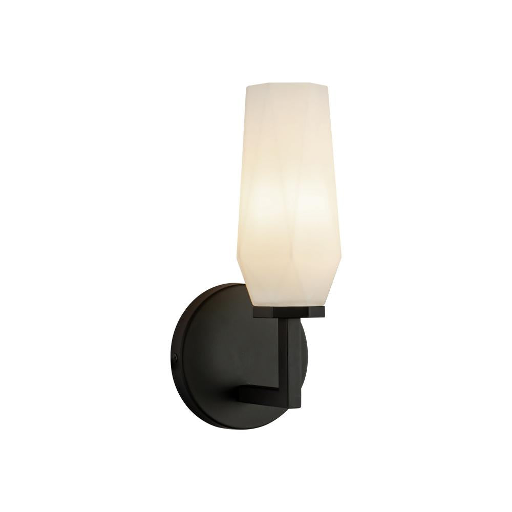ALORA MOOD Lighting WV424110MBOP Wall Vanity Light Fixture, UL Damp Rated, Matte Black/Opal Glass