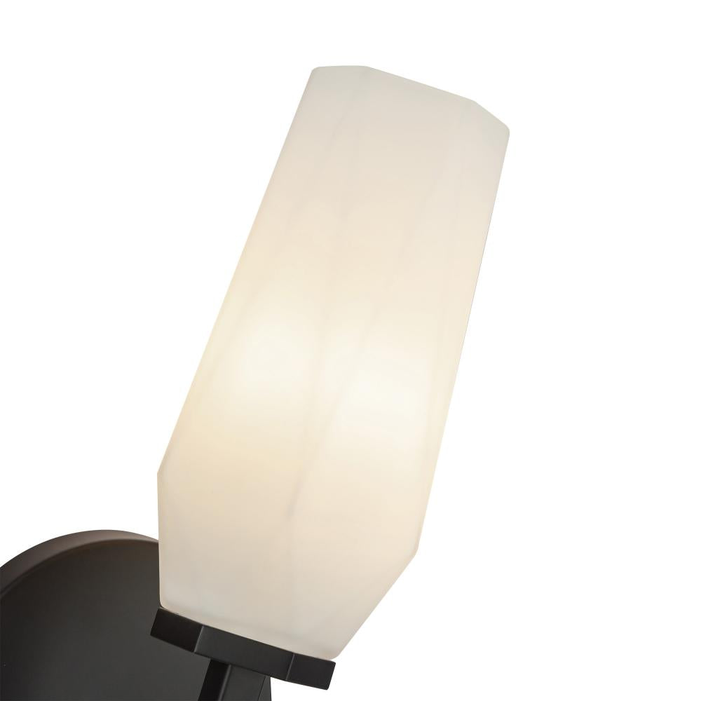 ALORA MOOD Lighting WV424110MBOP Wall Vanity Light Fixture, UL Damp Rated, Matte Black/Opal Glass