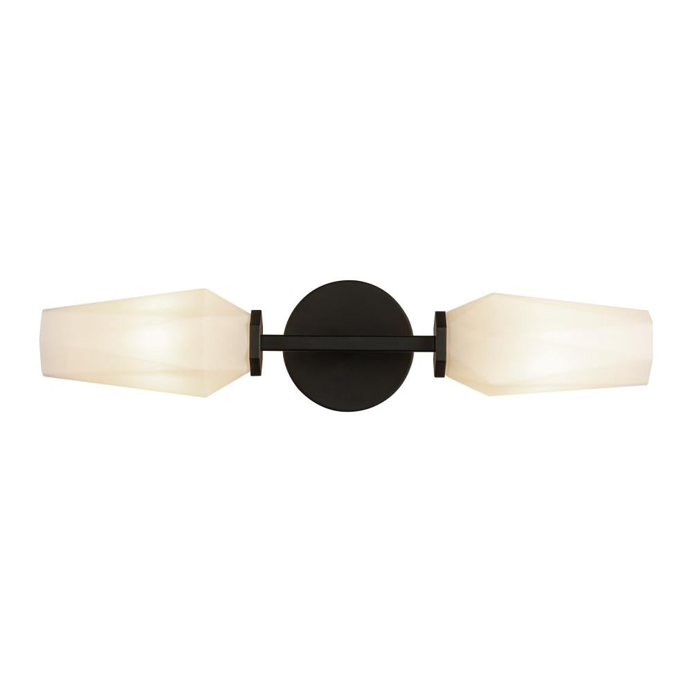 ALORA MOOD Lighting WV424720MBOP Wall Vanity Light Fixture, UL Damp Rated, Matte Black/Opal Glass