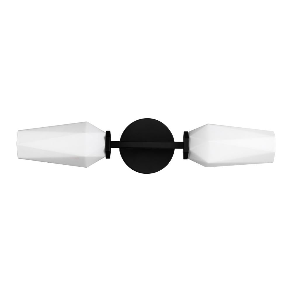 ALORA MOOD Lighting WV424720MBOP Wall Vanity Light Fixture, UL Damp Rated, Matte Black/Opal Glass