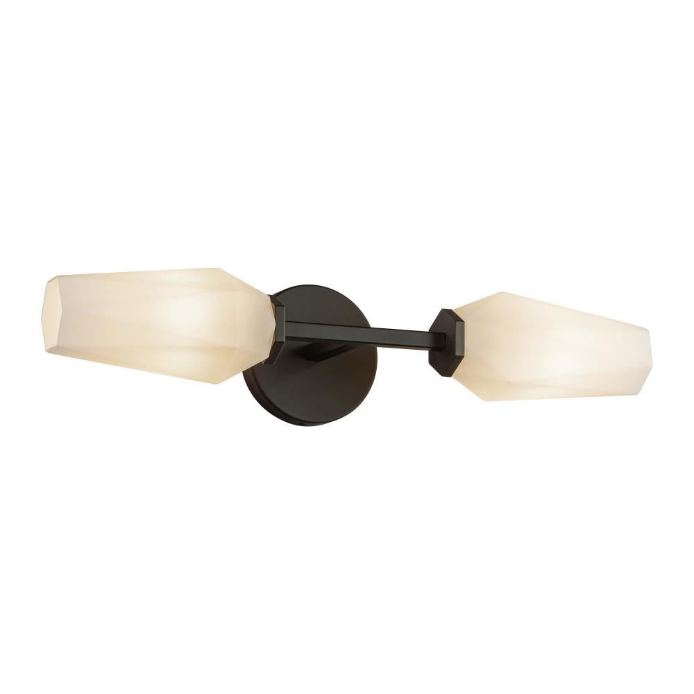ALORA MOOD Lighting WV424720MBOP Wall Vanity Light Fixture, UL Damp Rated, Matte Black/Opal Glass