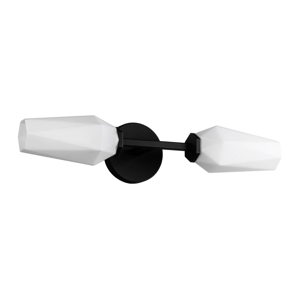 ALORA MOOD Lighting WV424720MBOP Wall Vanity Light Fixture, UL Damp Rated, Matte Black/Opal Glass
