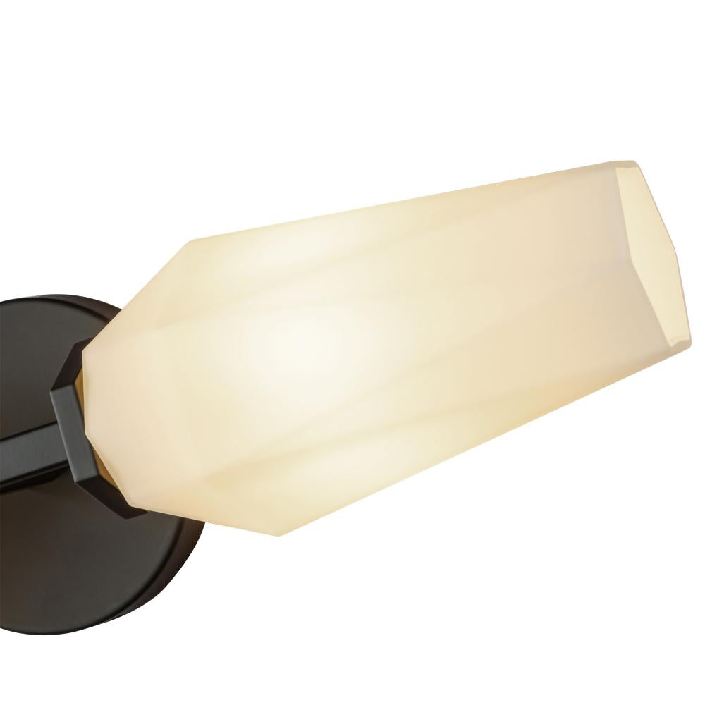 ALORA MOOD Lighting WV424720MBOP Wall Vanity Light Fixture, UL Damp Rated, Matte Black/Opal Glass