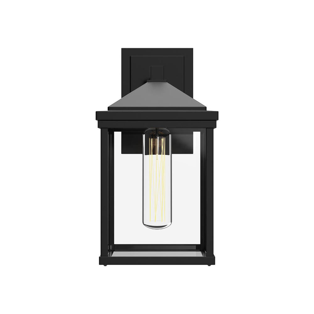 ALORA MOOD Lighting EW552009BKCL 1 Light Exterior Wall Sconce, Clear Glass/Textured Black