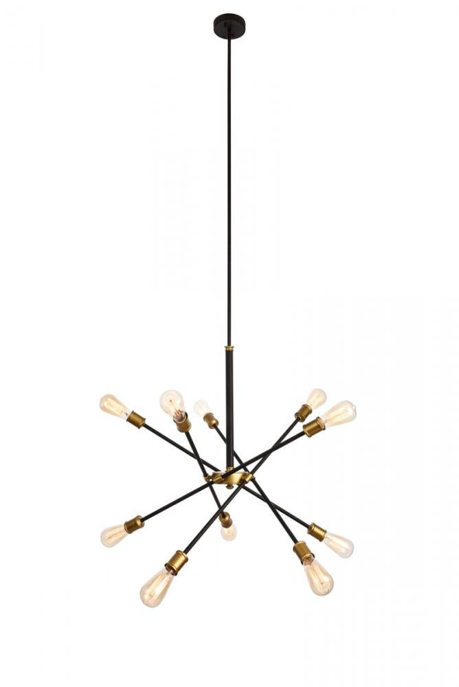 Elegant Lighting AXEL LD8003D28BK Chandelier Transitional - Black And Brass