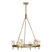 ALORA Lighting CH338632VBAR Lucian Vintage Brass/Alabaster 6 Lights Chandelier, UL Rated, Vintage Brass/Alabaster