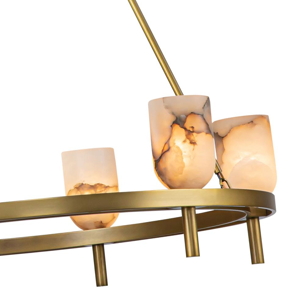 ALORA Lighting CH338632VBAR Lucian Vintage Brass/Alabaster 6 Lights Chandelier, UL Rated, Vintage Brass/Alabaster