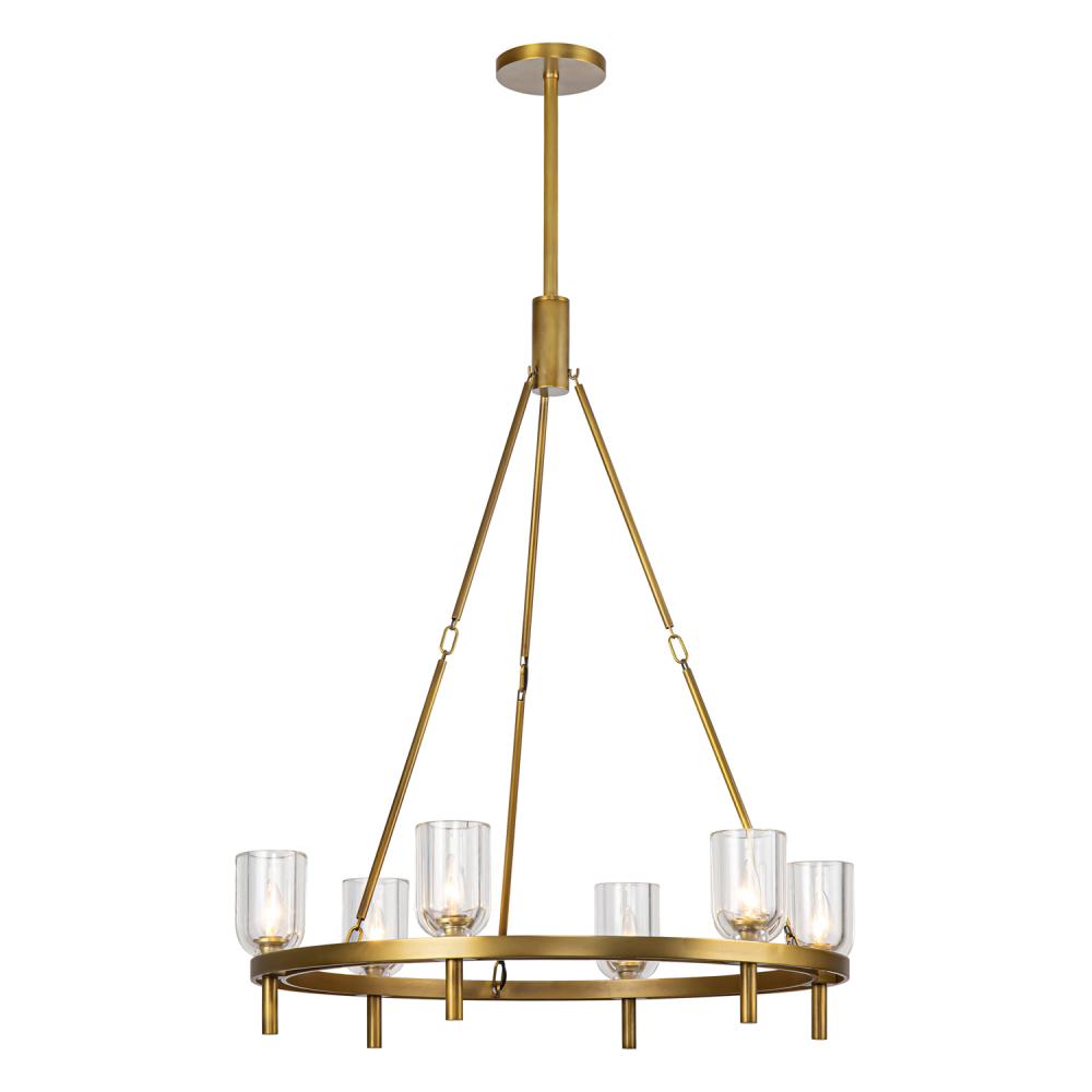 ALORA Lighting CH338632VBCC Chandeliers, Clear Crystal/Vintage Brass