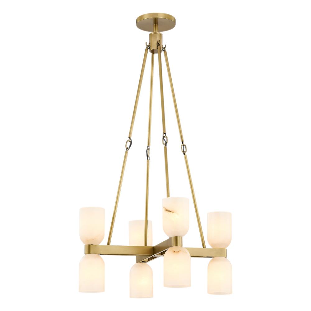 ALORA Lighting CH338822VBAR Chandelier, 8 Lights, Vintage Brass/Alabaster