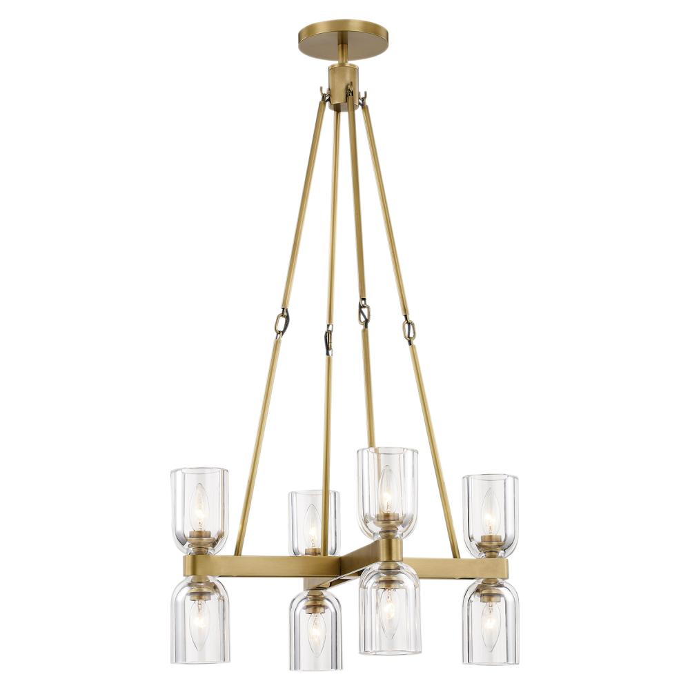 ALORA Lighting CH338822VBCC Chandeliers, 22-in, 8 Lights, Clear Crystal/Vintage Brass