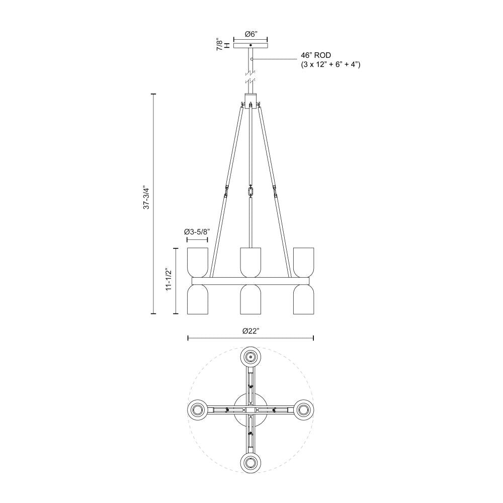 ALORA Lighting CH338822VBAR Chandelier, 8 Lights, Vintage Brass/Alabaster