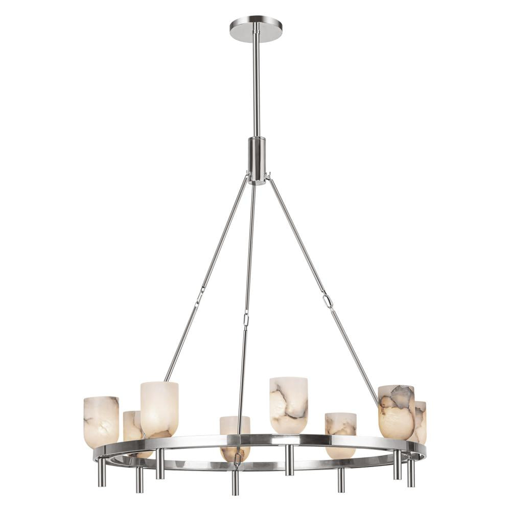 ALORA Lighting CH338836PNAR Chandeliers, 8 Lights, Polished Nickel/Alabaster