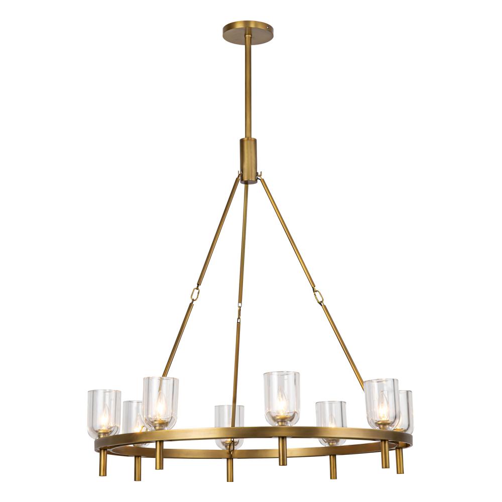 ALORA Lighting CH338836VBCC Lucian 36-in Clear Crystal/Vintage Brass Chandeliers, Clear Crystal/Vintage Brass