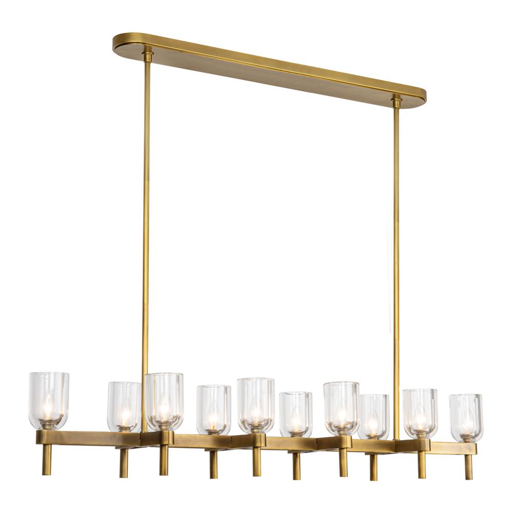 ALORA Lighting LP338052VBCC Linear Pendant, 10 Lights, Clear Crystal/Vintage Brass
