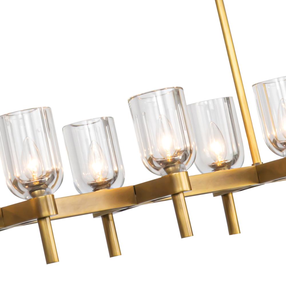ALORA Lighting LP338052VBCC Linear Pendant, 10 Lights, Clear Crystal/Vintage Brass