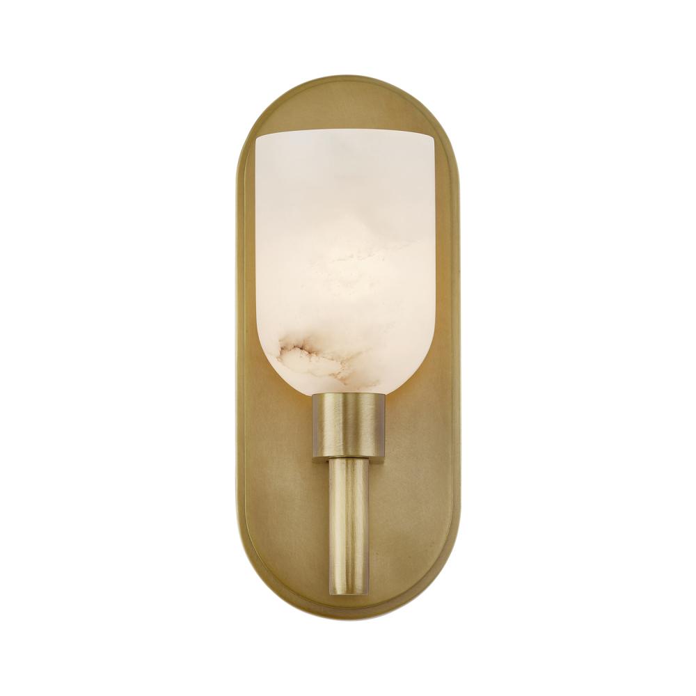 ALORA Lighting WV338101VBAR Wall/Vanity Light Fixture, UL Damp Rated, Vintage Brass/Alabaster