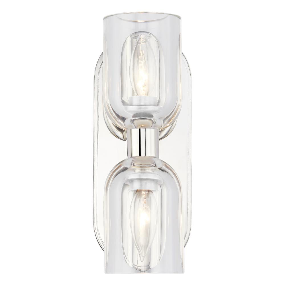 ALORA Lighting WV338902PNCC Wall/Vanity Light Fixture, UL Damp Rated, Polished Nickel
