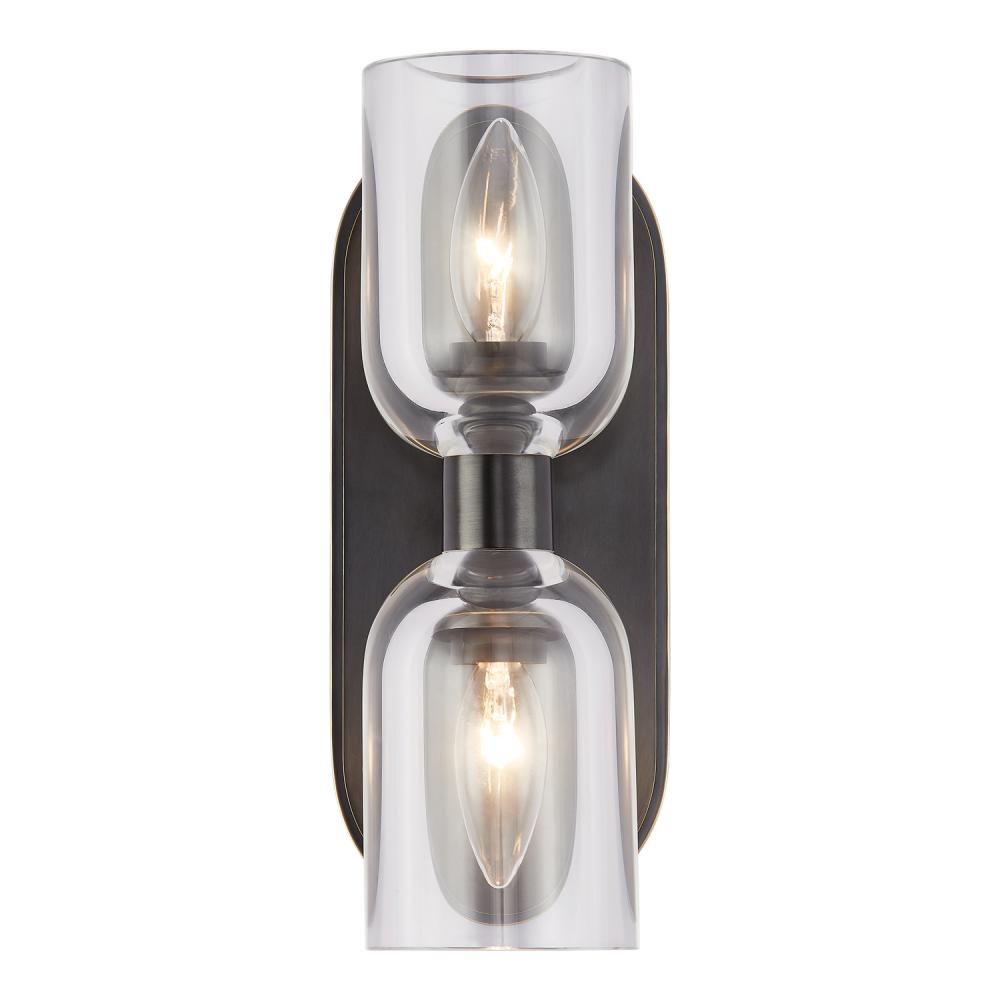 ALORA Lighting WV338902UBCC Lucian 11-in Wall/Vanity Light Fixture, UL Damp Rated, Urban Bronze