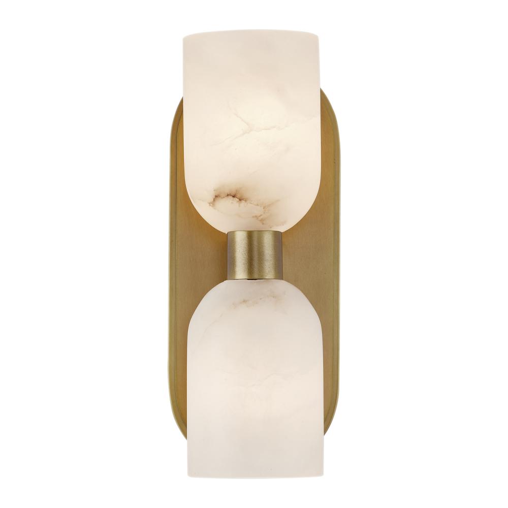 Alora Lighting WV338902VBAR Wall/Vanity Light Fixture, UL Damp Rated, Vintage Brass/Alabaster