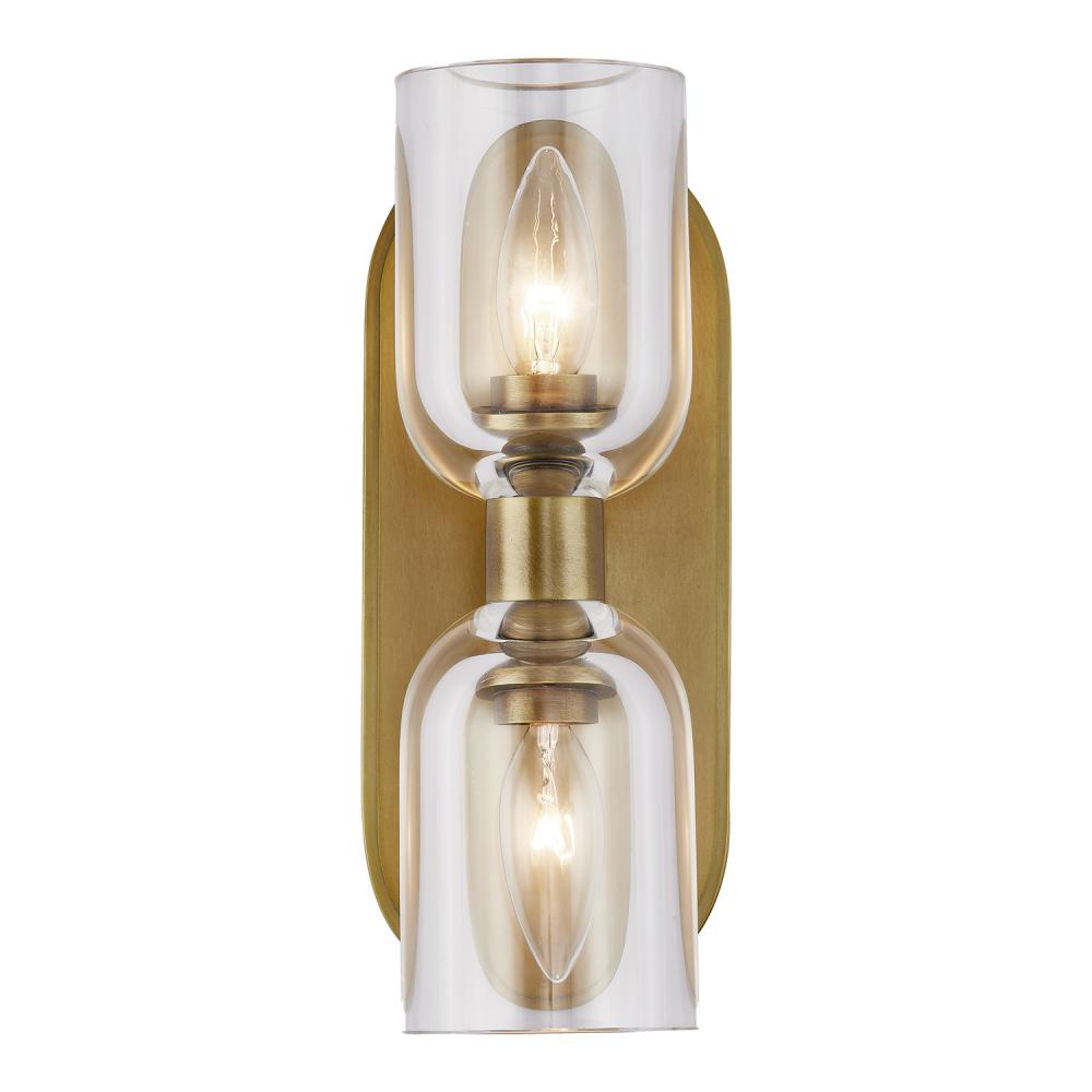 ALORA Lighting WV338902VBCC Wall/Vanity Light Fixture, UL Damp Rated, Vintage Brass
