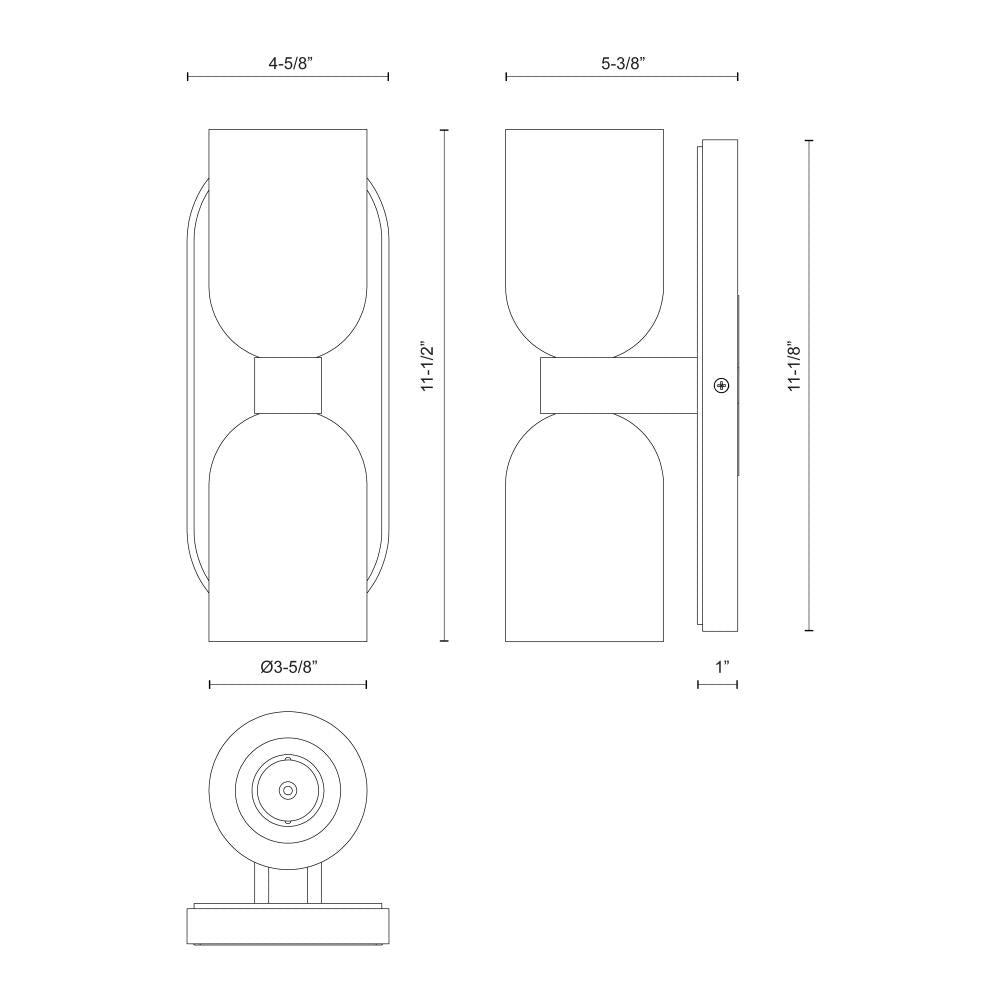 ALORA Lighting WV338902UBCC Lucian 11-in Wall/Vanity Light Fixture, UL Damp Rated, Urban Bronze