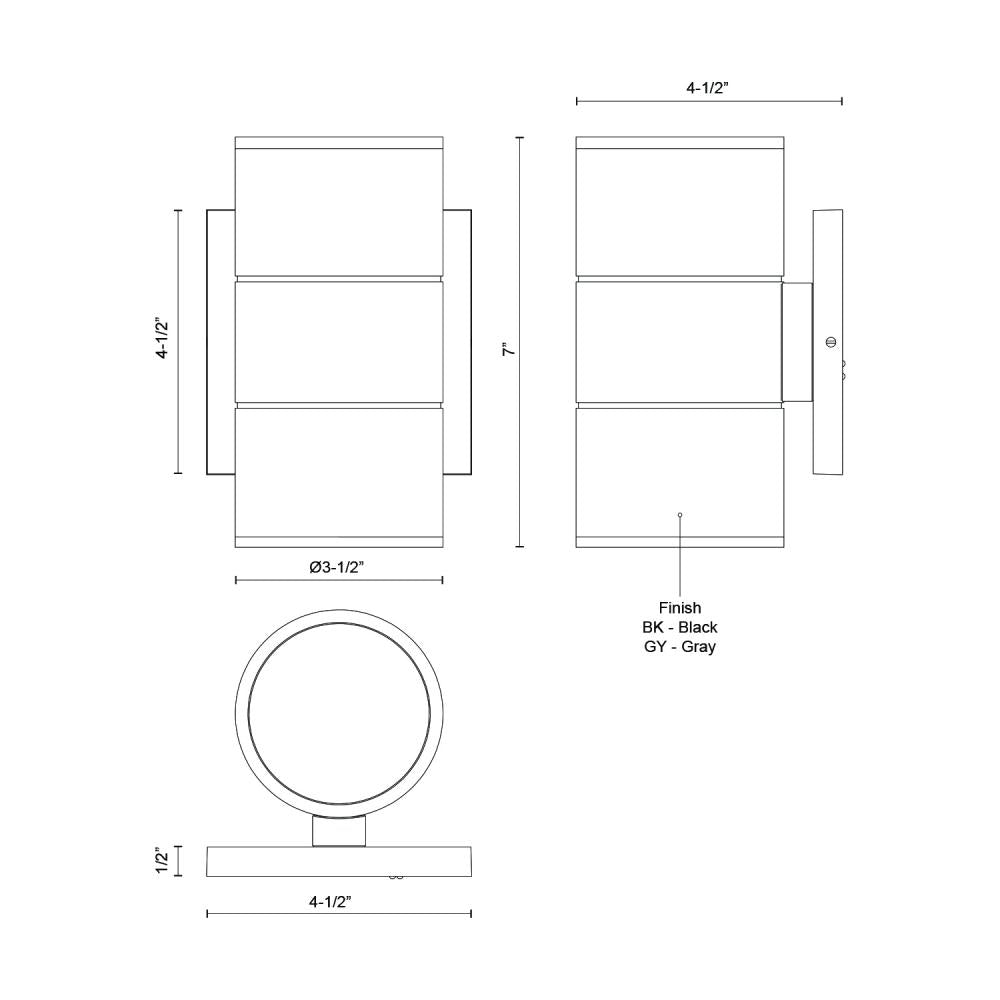 Kuzco Lund EW3207-GY Exterior Wall Sconce, Wet Rated, Gray