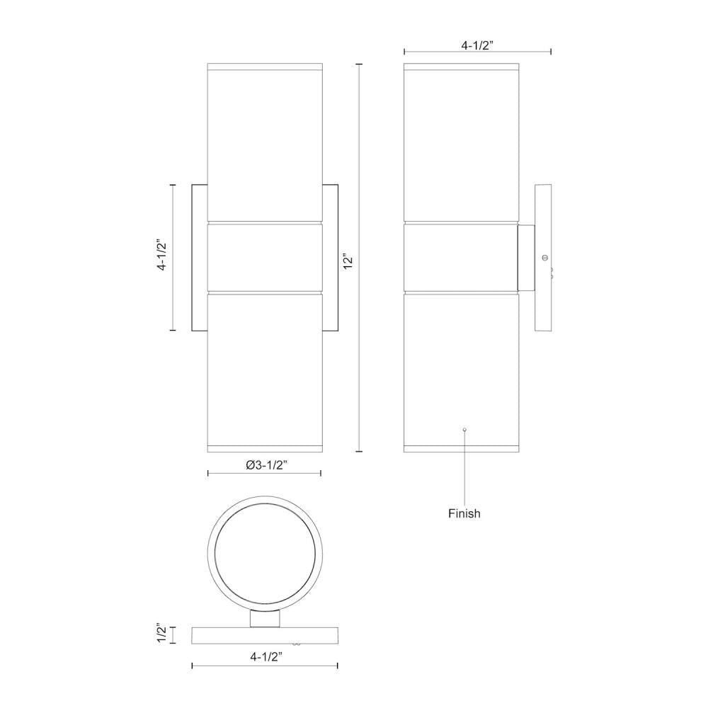 Kuzco Lund EW3212-GY Exterior Wall Sconce, ETL Wet Rated, Gray