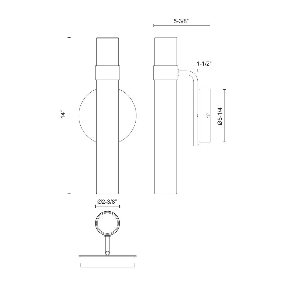 ALORA Lighting Madison WV324114UBGO Wall/Vanity Light Fixture, UL Damp Rated, Urban Bronze/Glossy Opal