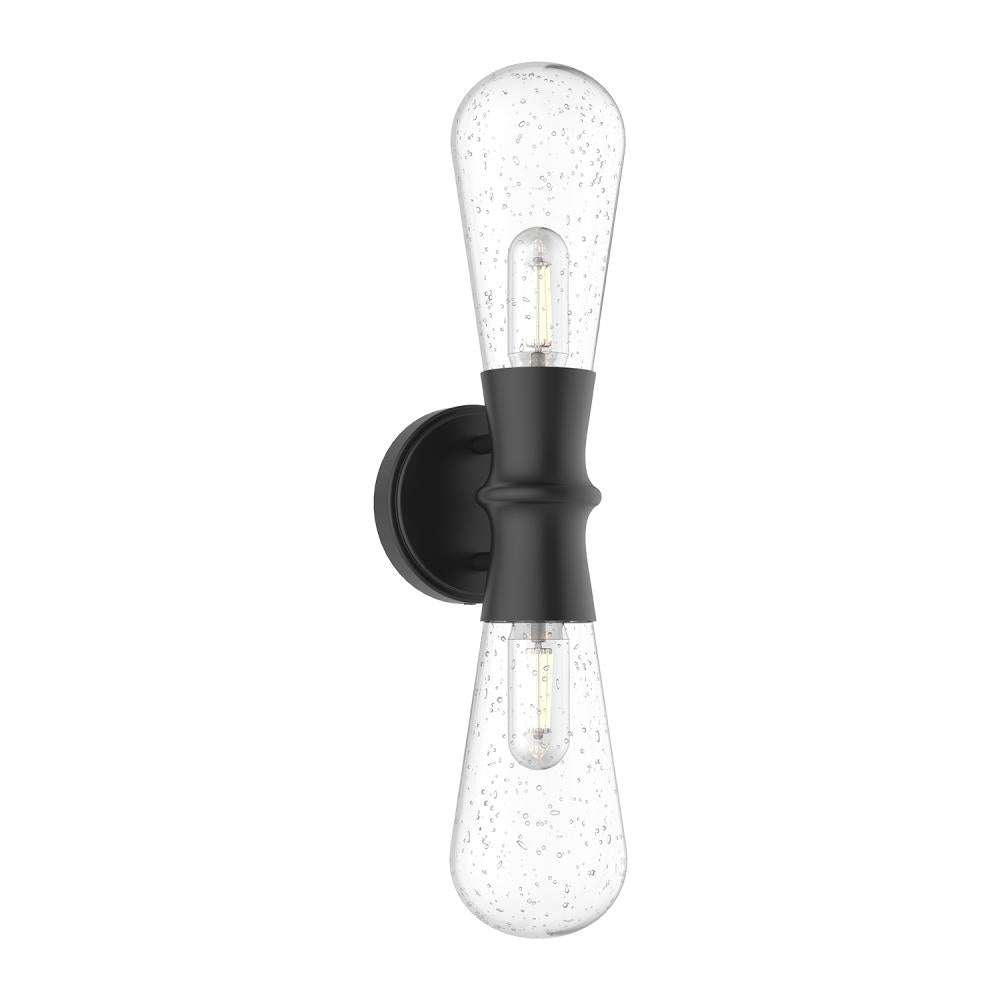 ALORA MOOD Lighting EW464002BKCB Exterior Wall Sconce, 2 Lights, Clear Bubble Glass/Textured Black