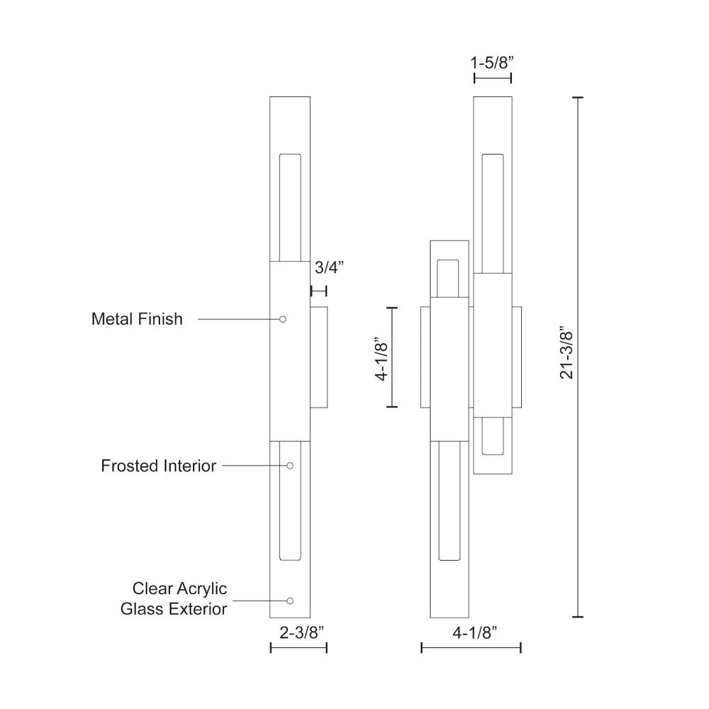 Kuzco Martelo WS53322-CH LED Wall Sconce, UL Damp Rated, Chrome