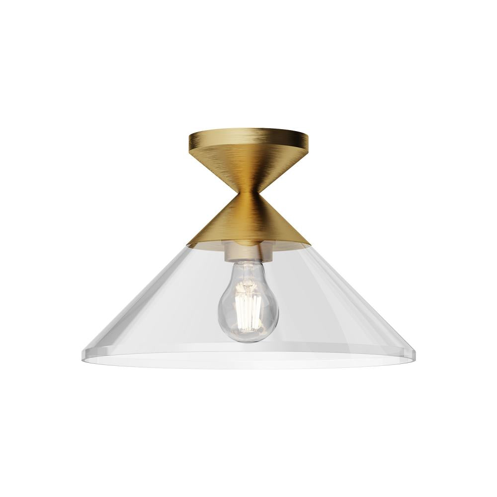 ALORA MOOD Lighting SF521012BGCL Semi Flush Mount, UL Damp Rated, Brushed Gold/Clear Glass
