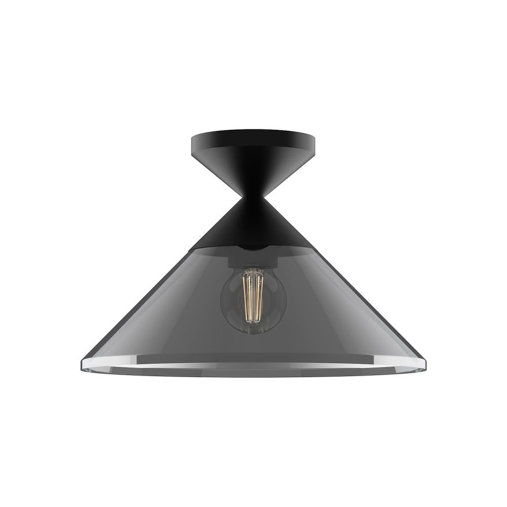 ALORA MOOD Lighting SF521012MBSM Semi Flush Mount, UL Damp Rated, Matte Black/Smoked