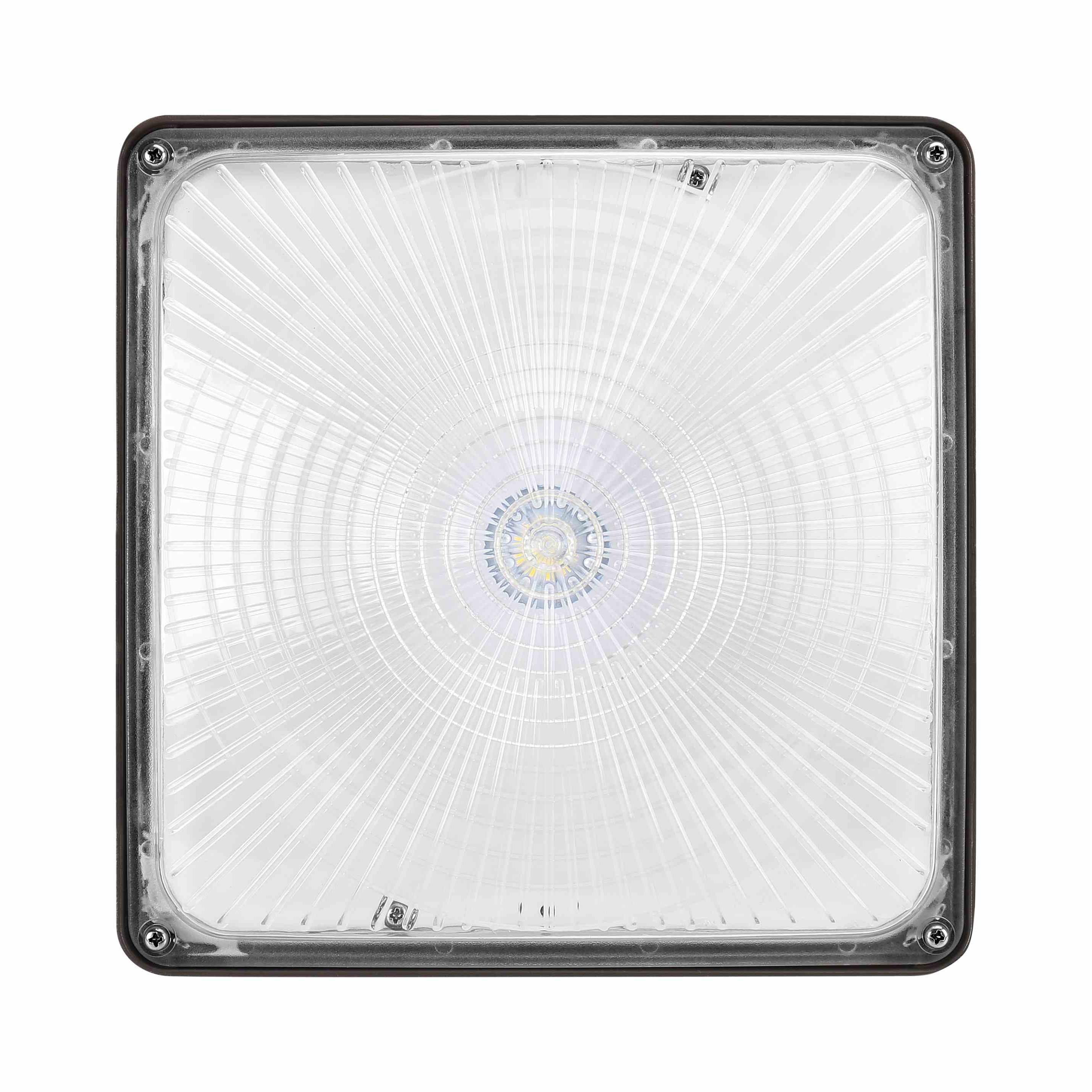 CP05 LED Canopy Light 60W, 8000 Lumens 120-277VAC Dimmable 4000K - Dark Bronze, Clear Lens