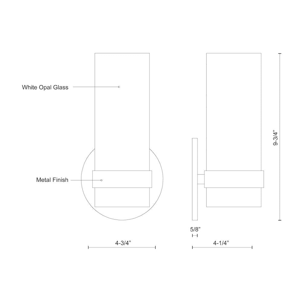 Kuzco Milano WS9809-BG Wall Sconce, LED, Brushed Gold