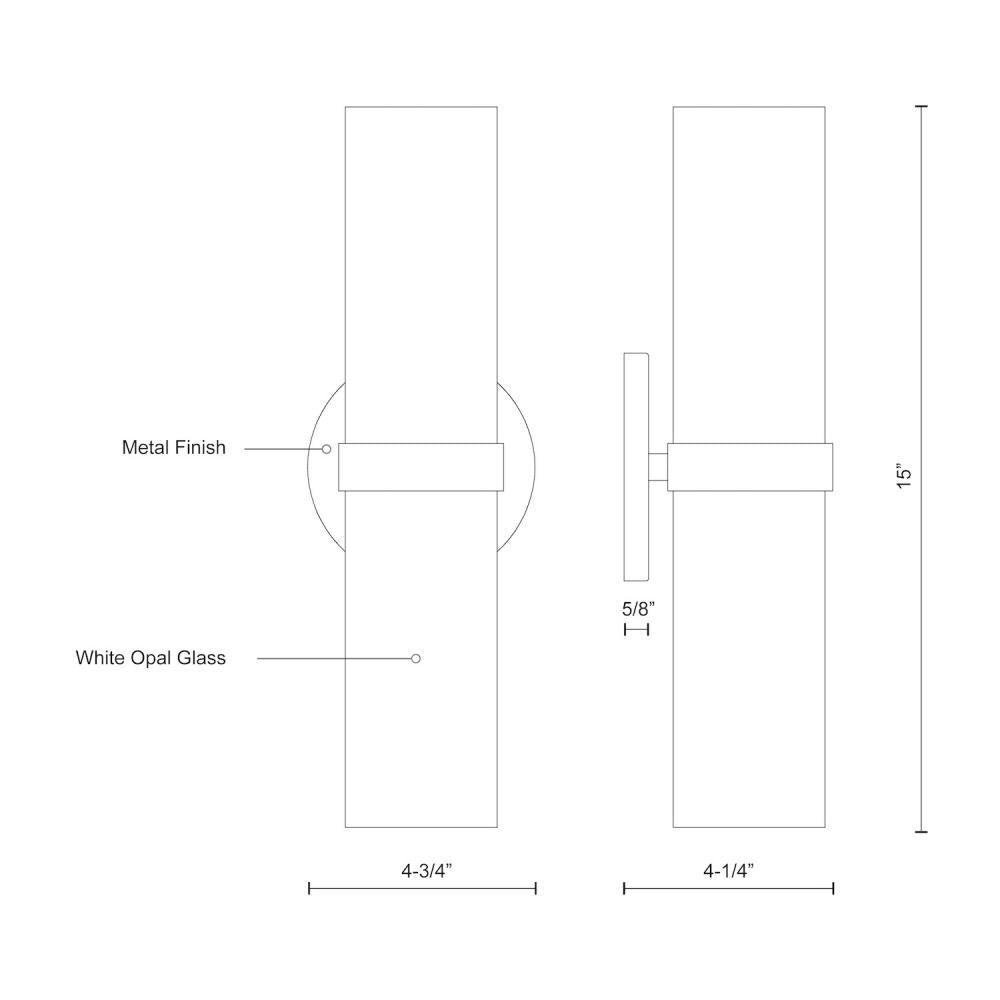 Kuzco Milano WS9815-BG Wall Sconce, UL Damp Rated, Brushed Gold