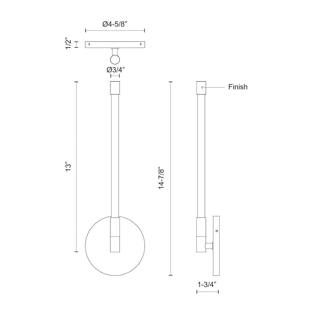 Kuzco Motif WS74114-BK Wall Sconce, LED, Black