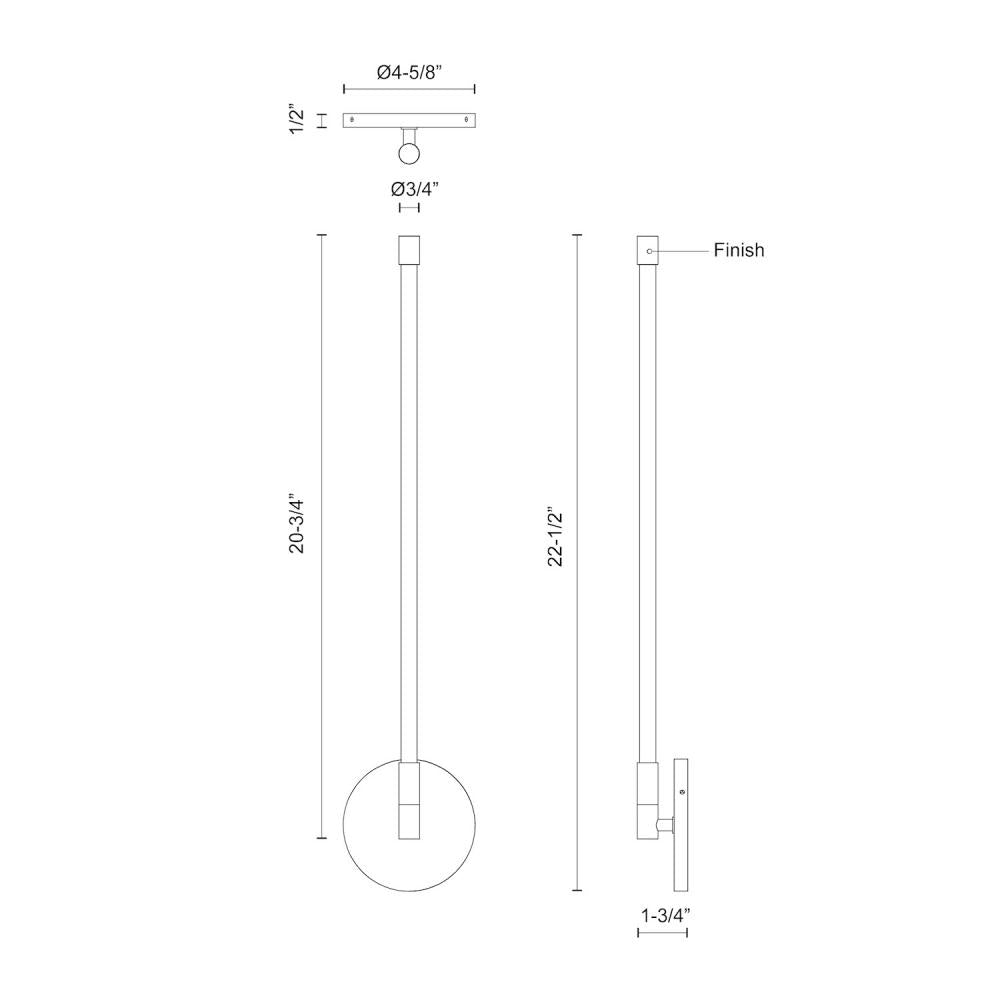 Kuzco Motif WS74122-CH Wall Sconce, LED, Chrome