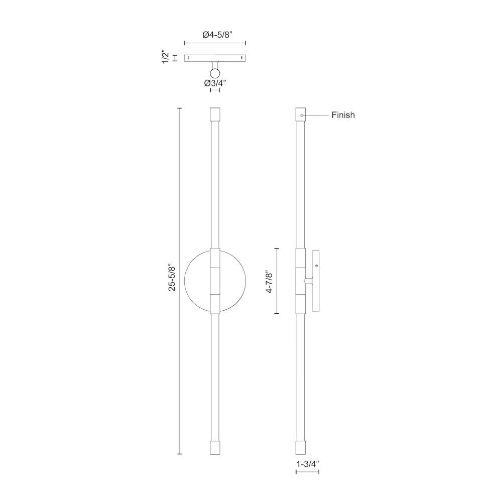 Kuzco Motif WS74226-CH Wall Sconce, LED, Chrome