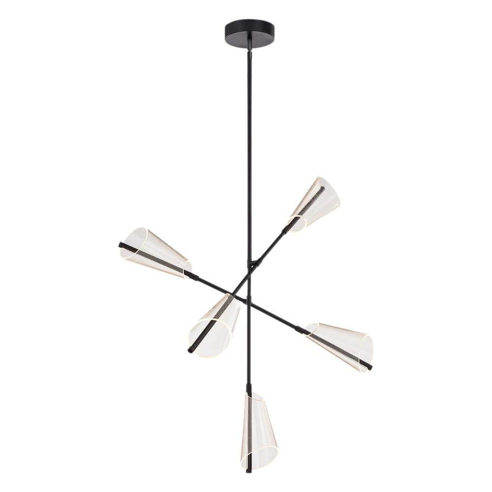 Kuzco Lighting CH62737-BK/LG Mulberry 37-in Black/Light Guide LED Chandelier, UL Damp Rated, Black/Light Guide