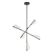 Kuzco Lighting CH62737-BK/LG Mulberry 37-in Black/Light Guide LED Chandelier, UL Damp Rated, Black/Light Guide