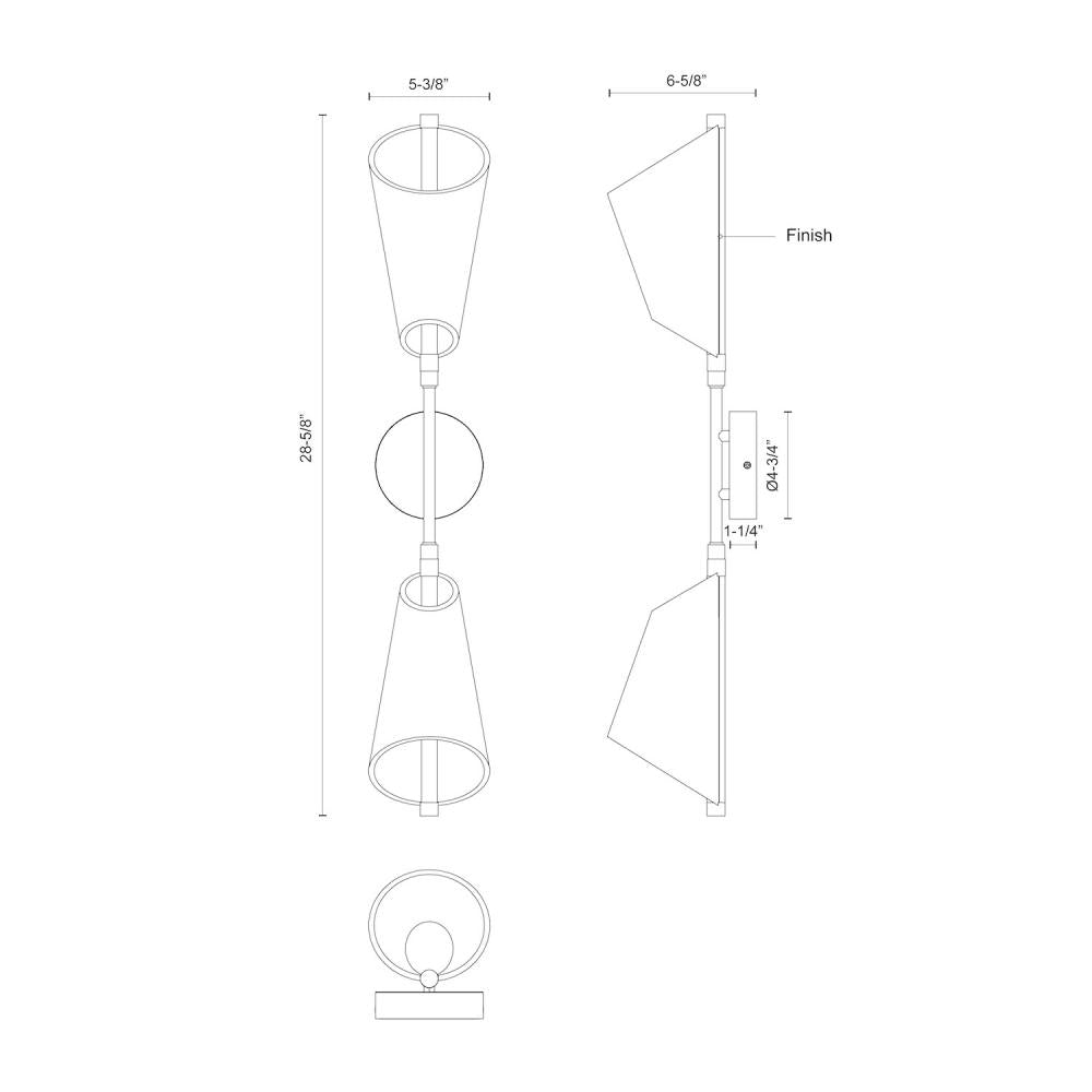 Kuzco Mulberry WS62629-BG/LG Wall Sconce, UL Damp Rated, Brushed Gold/Light Guide