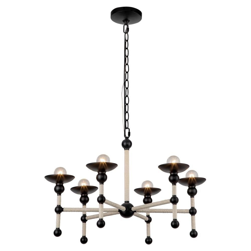 ALORA Lighting CH343625MBCN Chandeliers, 6 Lights, Matte Black/Cotton