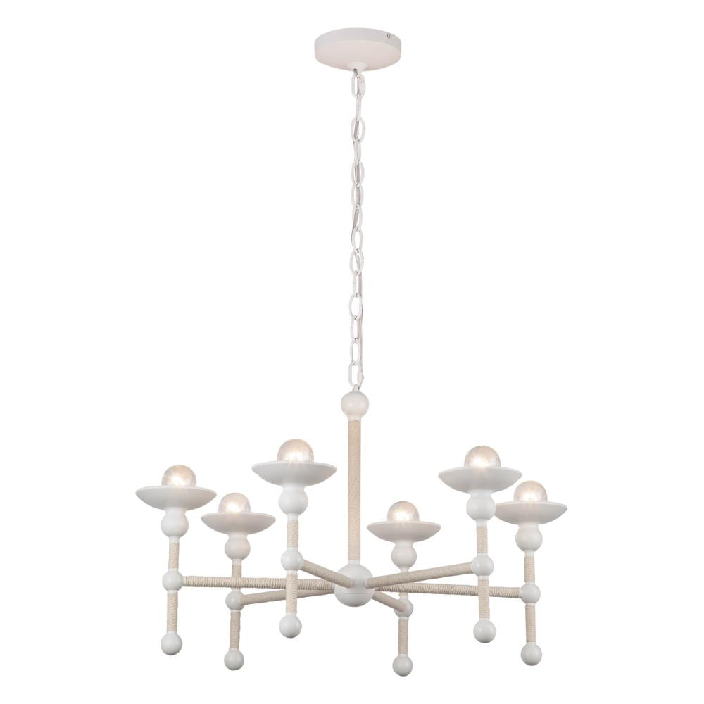 ALORA Lighting CH343625MWCN Nadine 25-in Chandelier, UL Damp Rated, Matte White/Cotton