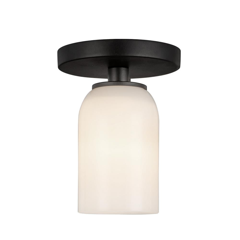 Kuzco Nola SF57704-BK/GO Semi-Flush Mount, 40W, Black/Glossy Opal Glass