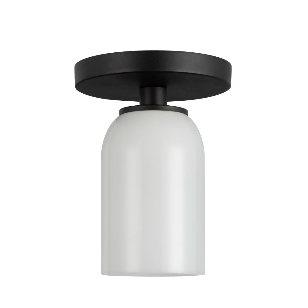 Kuzco Nola SF57704-BK/GO Semi-Flush Mount, 40W, Black/Glossy Opal Glass