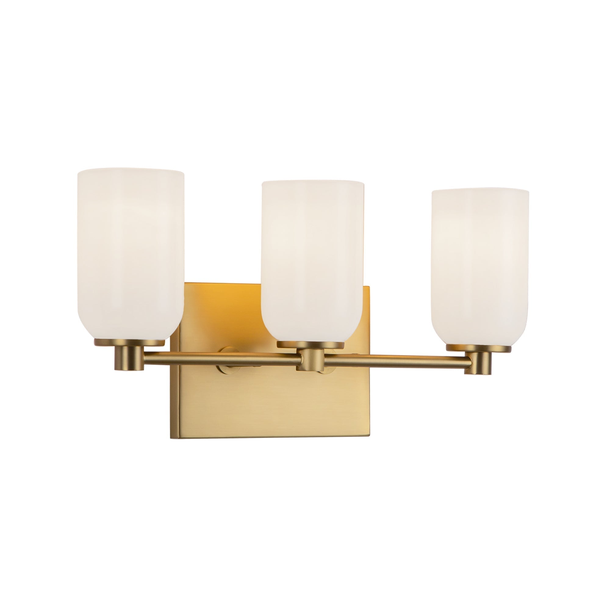 Kuzco VL57718-BG/GO Vanity Light Fixture, UL Damp Rated, Brushed Gold/Glossy Opal Glass