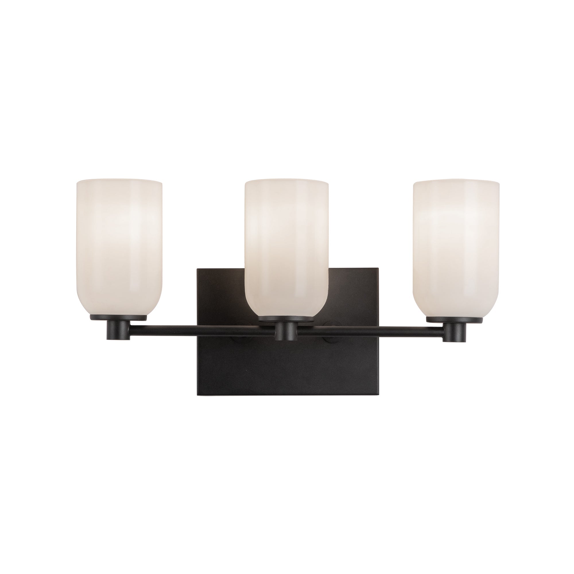 Kuzco Nola VL57718-BK/GO Vanity Light Fixture, UL Damp Rated, Black/Glossy Opal Glass