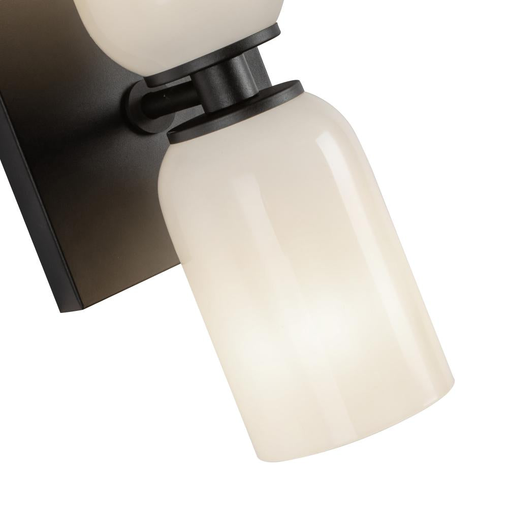Kuzco Lighting WS57712-BK/GO Wall Sconce, 2 Lights, Black/Glossy Opal Glass